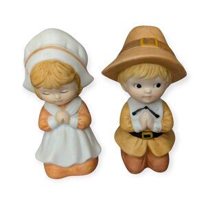 Lund's Lites Pilgrim Boy and Girl Praying Procelain/Ceramic Figures Set Of 2